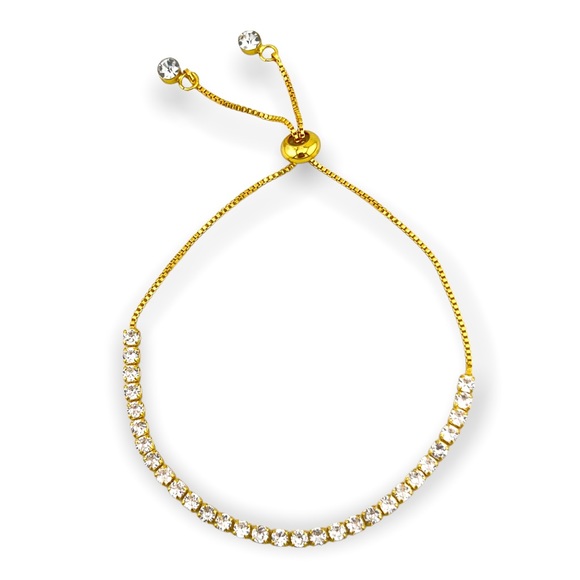 Swarovski Crystals Tennis Slider Bracelet Gold - Picture 3 of 9